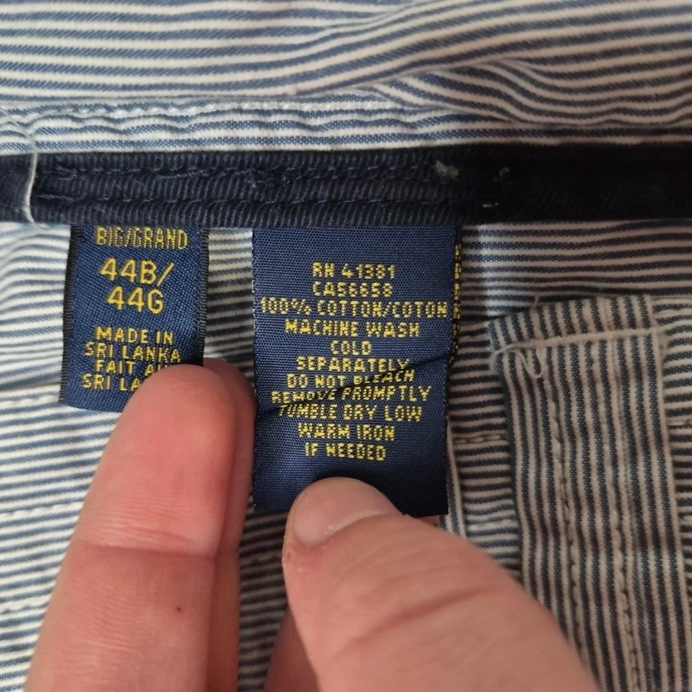 Polo Ralph Lauren Cargo Shorts Mens 44B Seersucker Striped Casual Outdoor Summer
